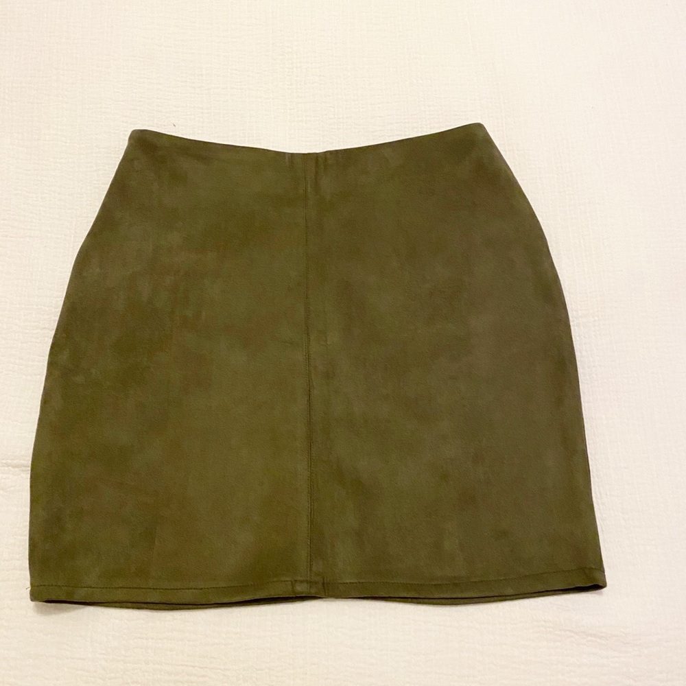 Missguided Olive Green Suede Skirt